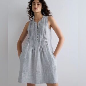 Quince Sleeveless Linen Stripe Dress XL